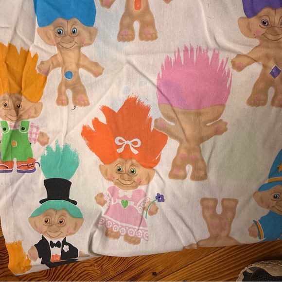 Vintage Treasure Trolls Twin Size Flat Sheet 90’s 1992 Ace Novelty - Picture 5 of 7